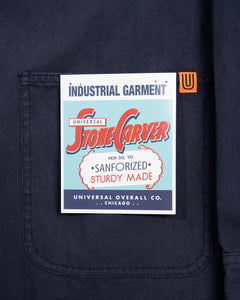 Universal Overall No Collar Coverall Herringbone Navy