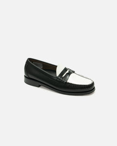 Bass WEEJUN HERITAGE Larson Moc Penny Loafer Black White Leather