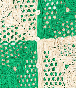 BODE Duotone Crochet Overshirt Green/Cream