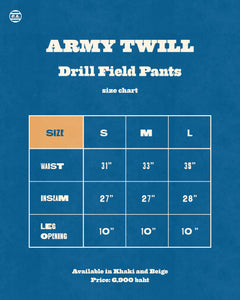 Army Twill Drill Field Pants Beige