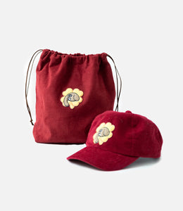 Luminaries Lucky Corduroy Cap and Pouch Set Burgundy
