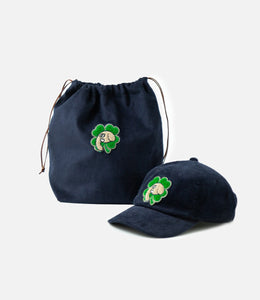 Luminaries Lucky Corduroy Cap and Pouch Set Navy